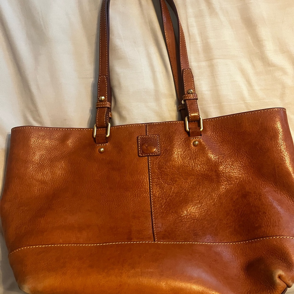 Dooney & Bourke Tan Leather Tote Bag Florentine East West Chelsea